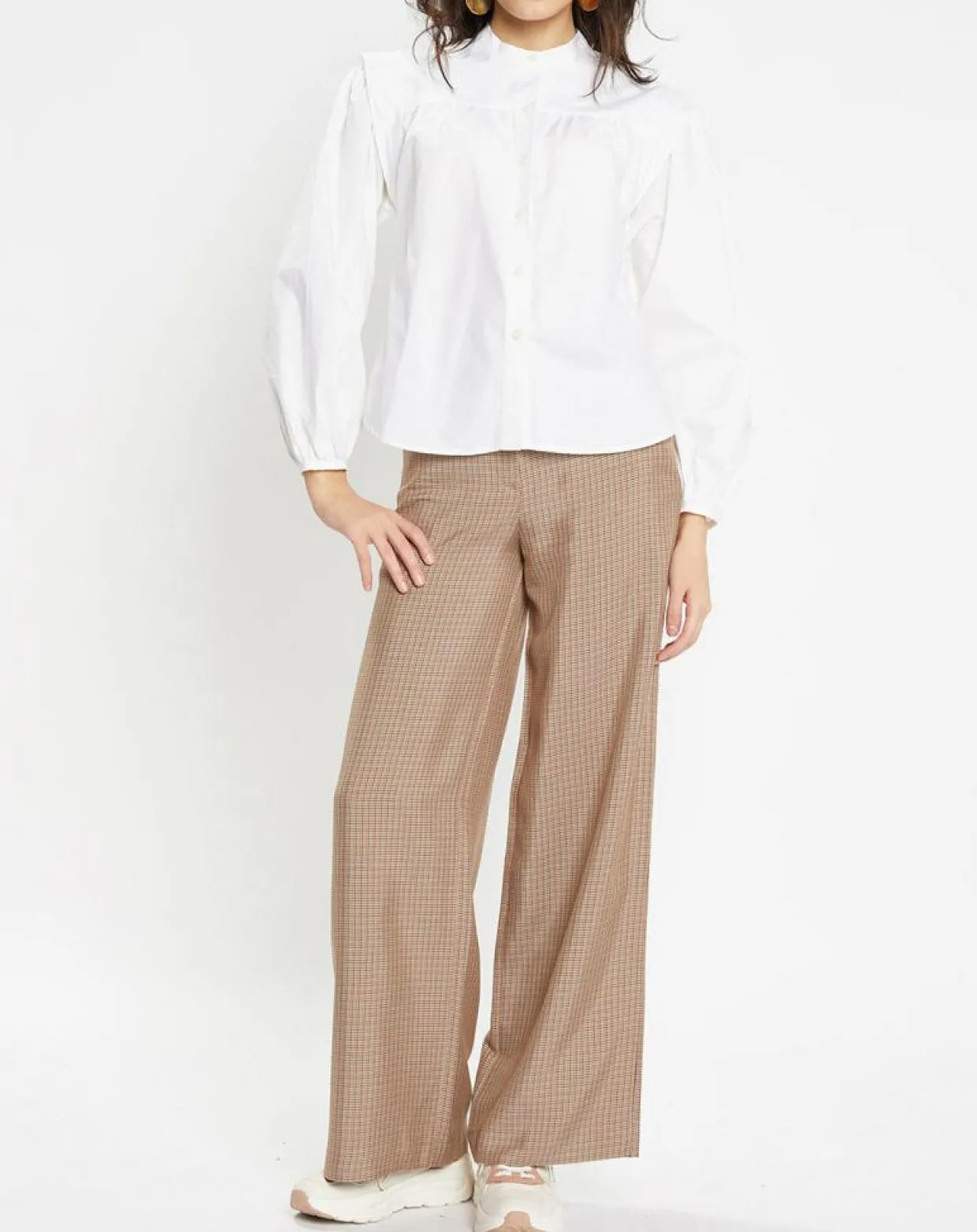 Femme Galeries Lafayette Pantalons^Pantalon large et fluide imprimé pied-de-poule marron