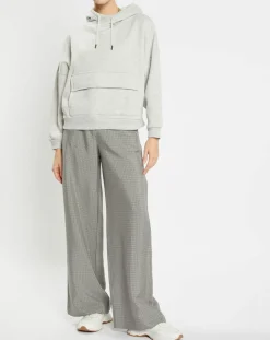 Pantalon large et fluide imprimé pied-de-poule bleu-Galeries Lafayette