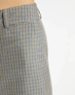 Pantalon large et fluide imprimé pied-de-poule bleu-Galeries Lafayette