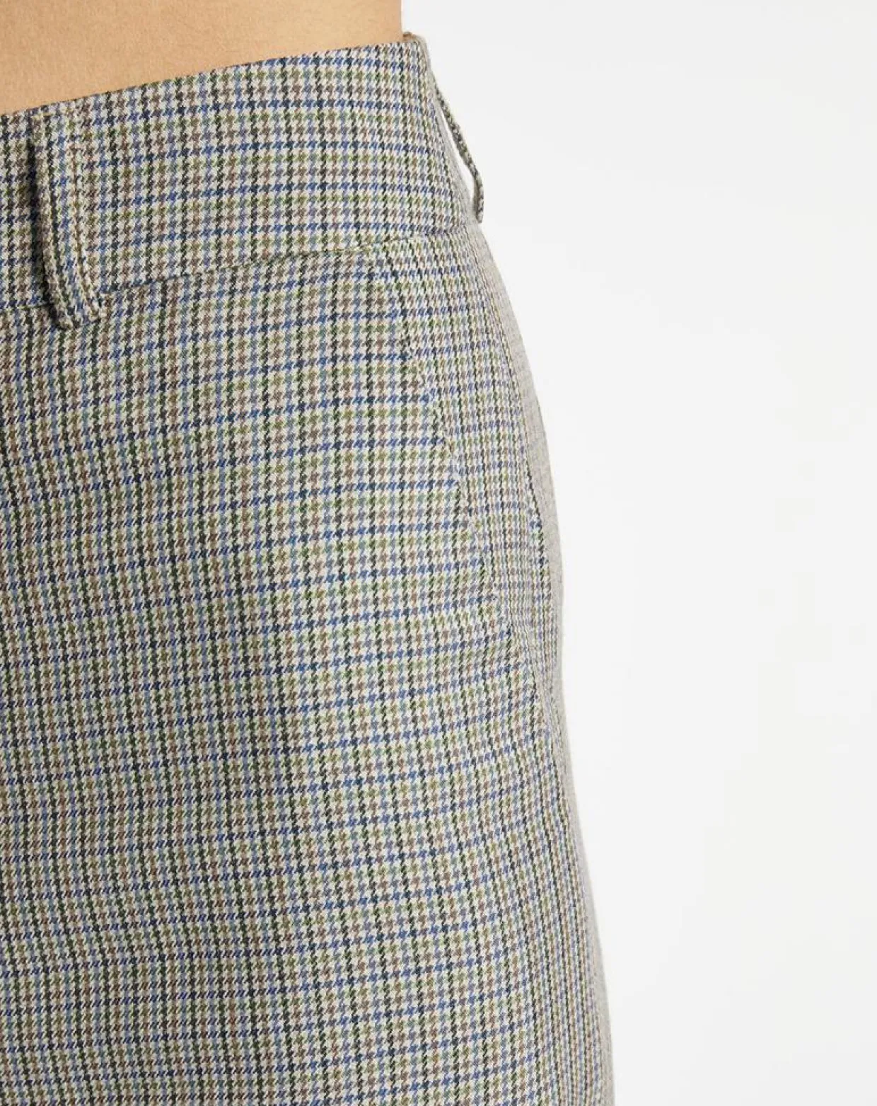 Pantalon large et fluide imprimé pied-de-poule bleu-Galeries Lafayette