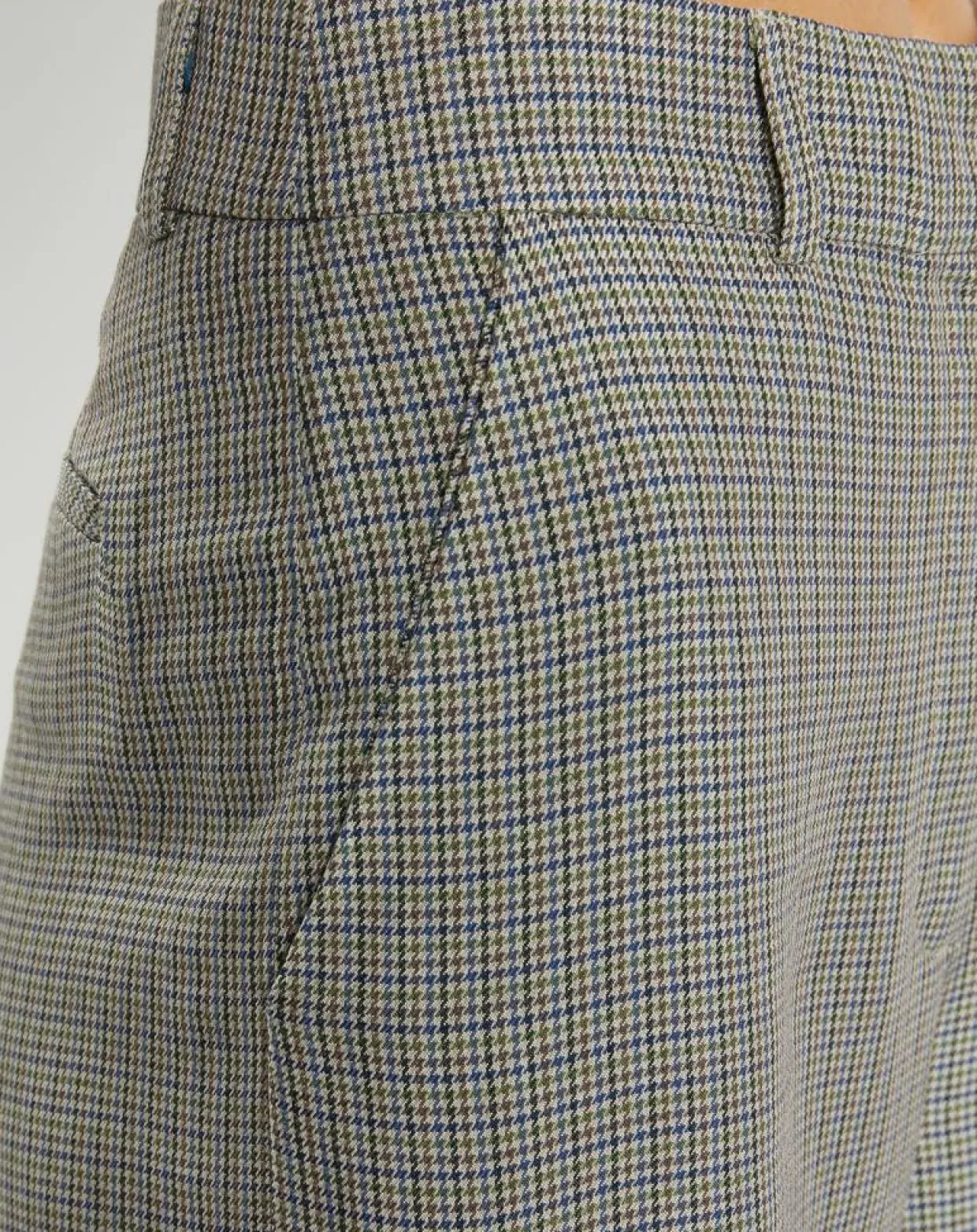 Pantalon large et fluide imprimé pied-de-poule bleu-Galeries Lafayette