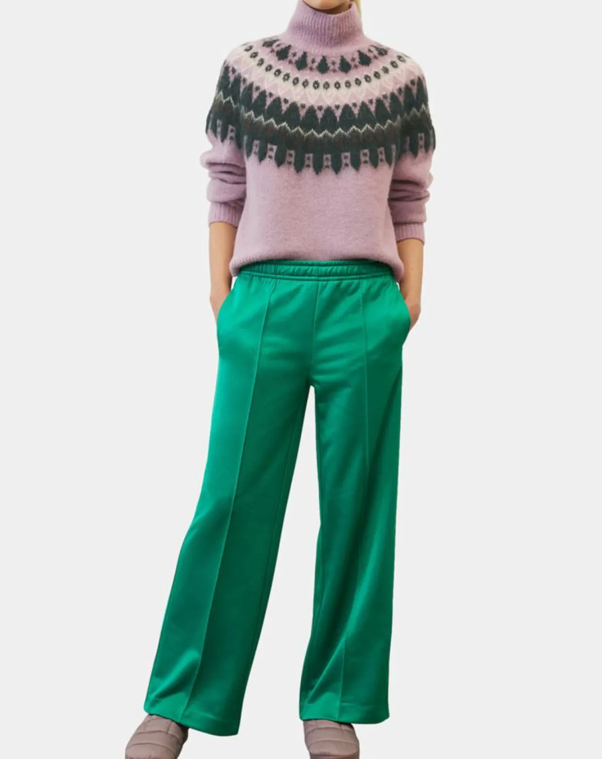 Pantalon large pinces taille élastique vert-Marc O'Polo Hot