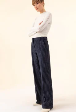 Femme Bleu Blanc Rouge Pantalons^Pantalon Lino bleu
