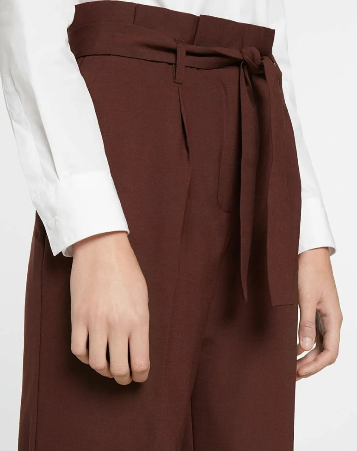 Femme Galeries Lafayette Pantalons^Pantalon paperbag en Laine mélangée marron