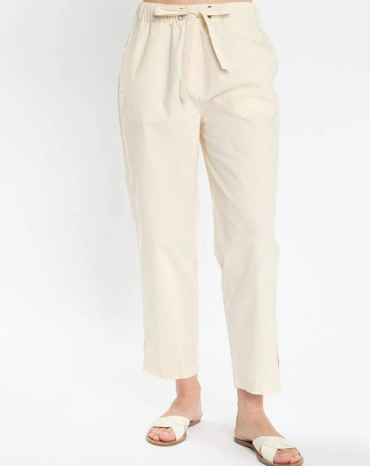 Pantalon popeline taille élastique beige-Marc O'Polo Discount