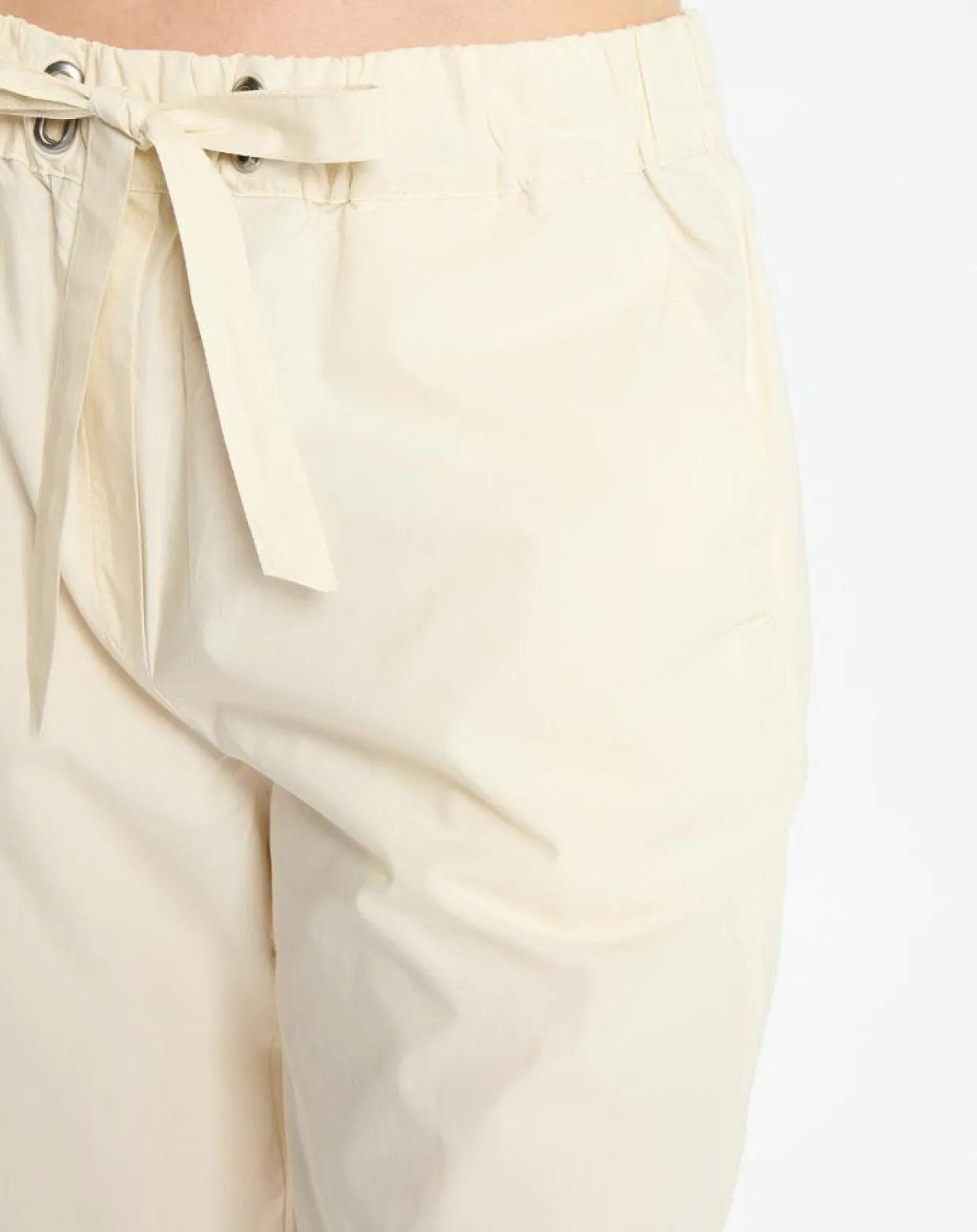 Pantalon popeline taille élastique beige-Marc O'Polo Discount