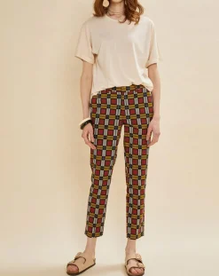Femme Chloé Stora Pantalons^Pantalon Priscille imprimé bordeaux/jaune/noir
