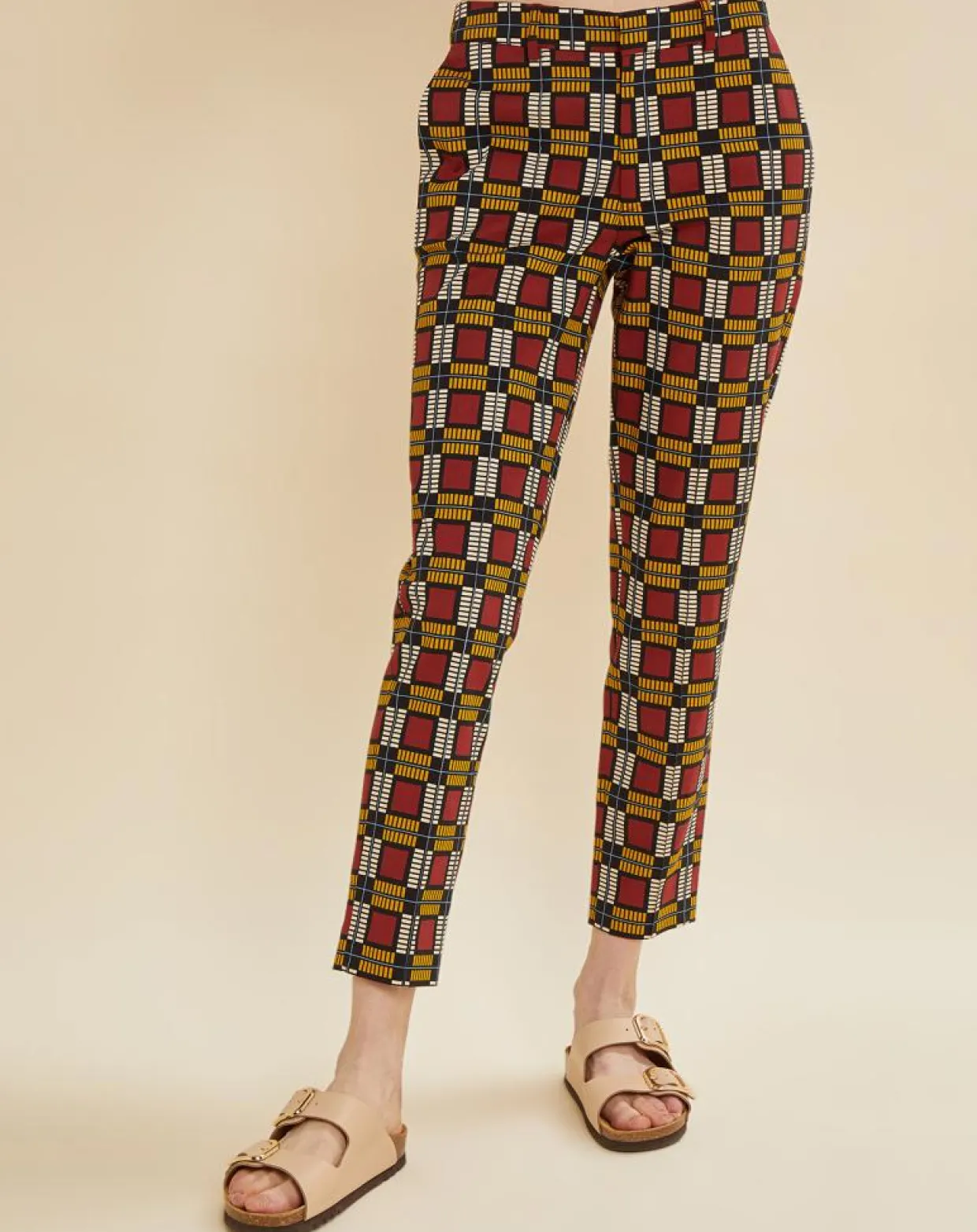 Femme Chloé Stora Pantalons^Pantalon Priscille imprimé bordeaux/jaune/noir