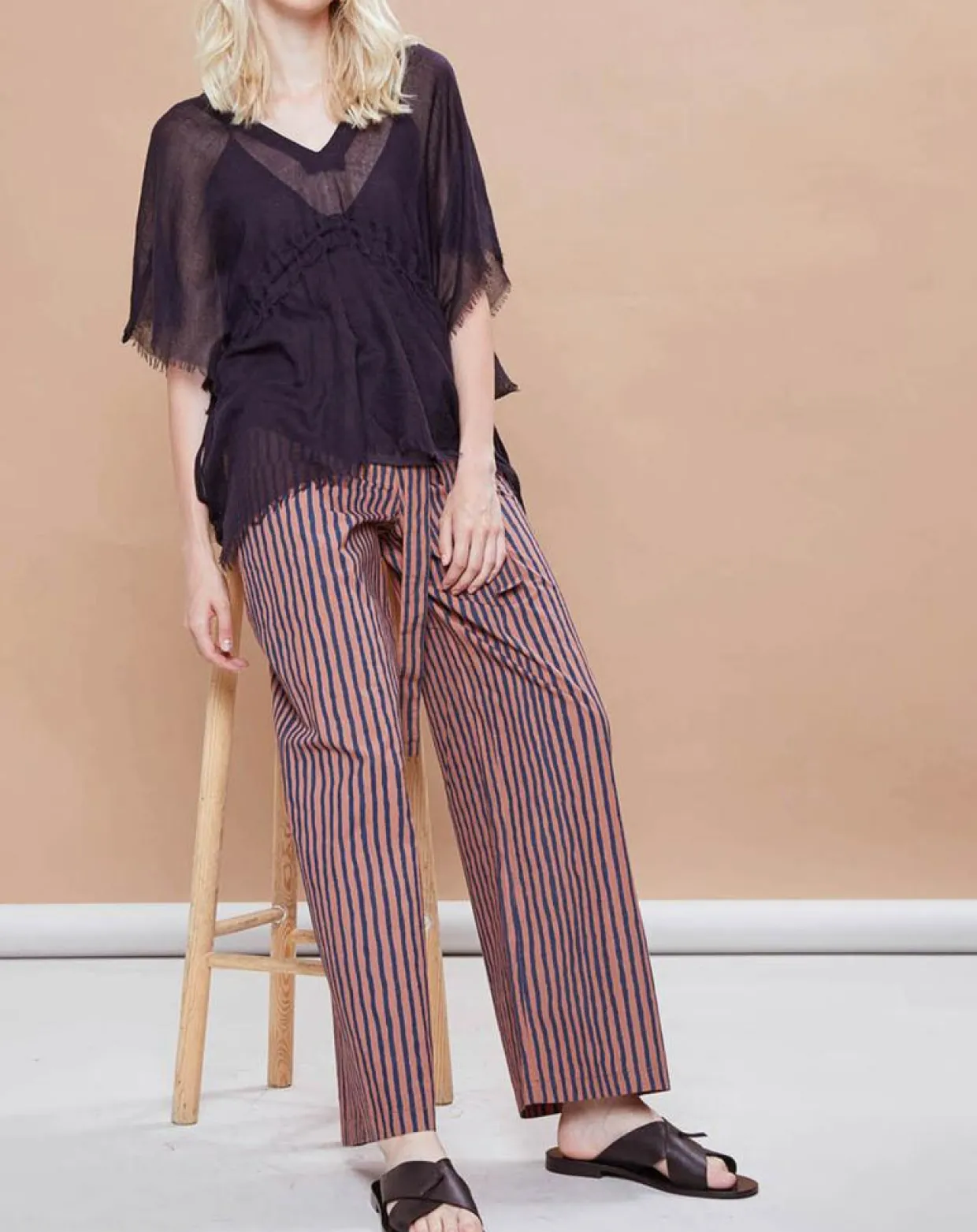 Femme Mare di Latte Pantalons^Pantalon Santa Fe rayé rose/bleu
