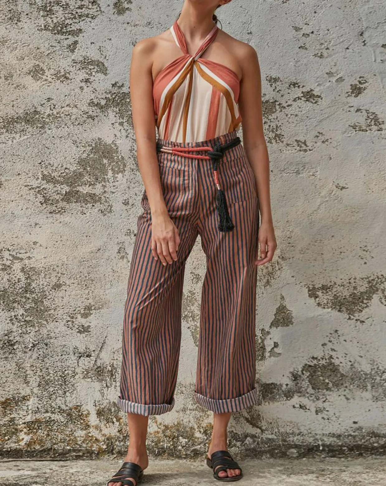 Femme Mare di Latte Pantalons^Pantalon Santa Fe rayé rose/bleu