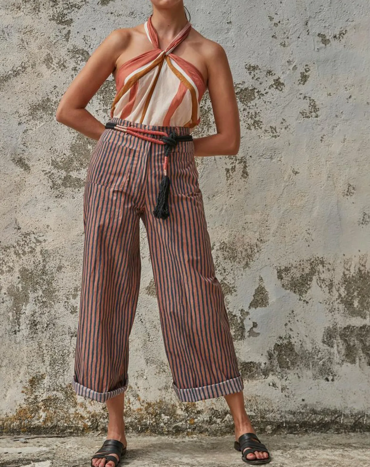 Femme Mare di Latte Pantalons^Pantalon Santa Fe rayé rose/bleu