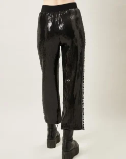 Pantalon Shiny Run en sequins noir-Manoush