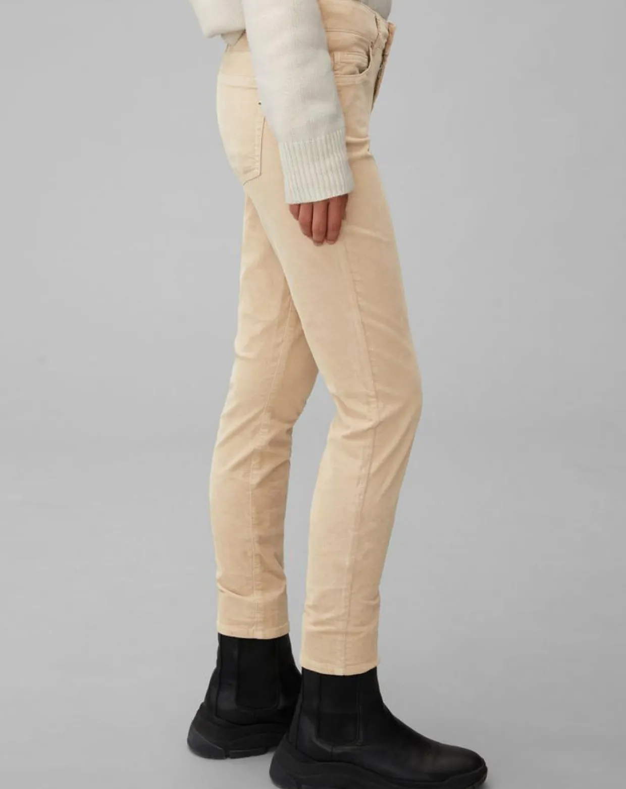 Pantalon slim Albi effet Velours beige-Marc O'Polo Clearance