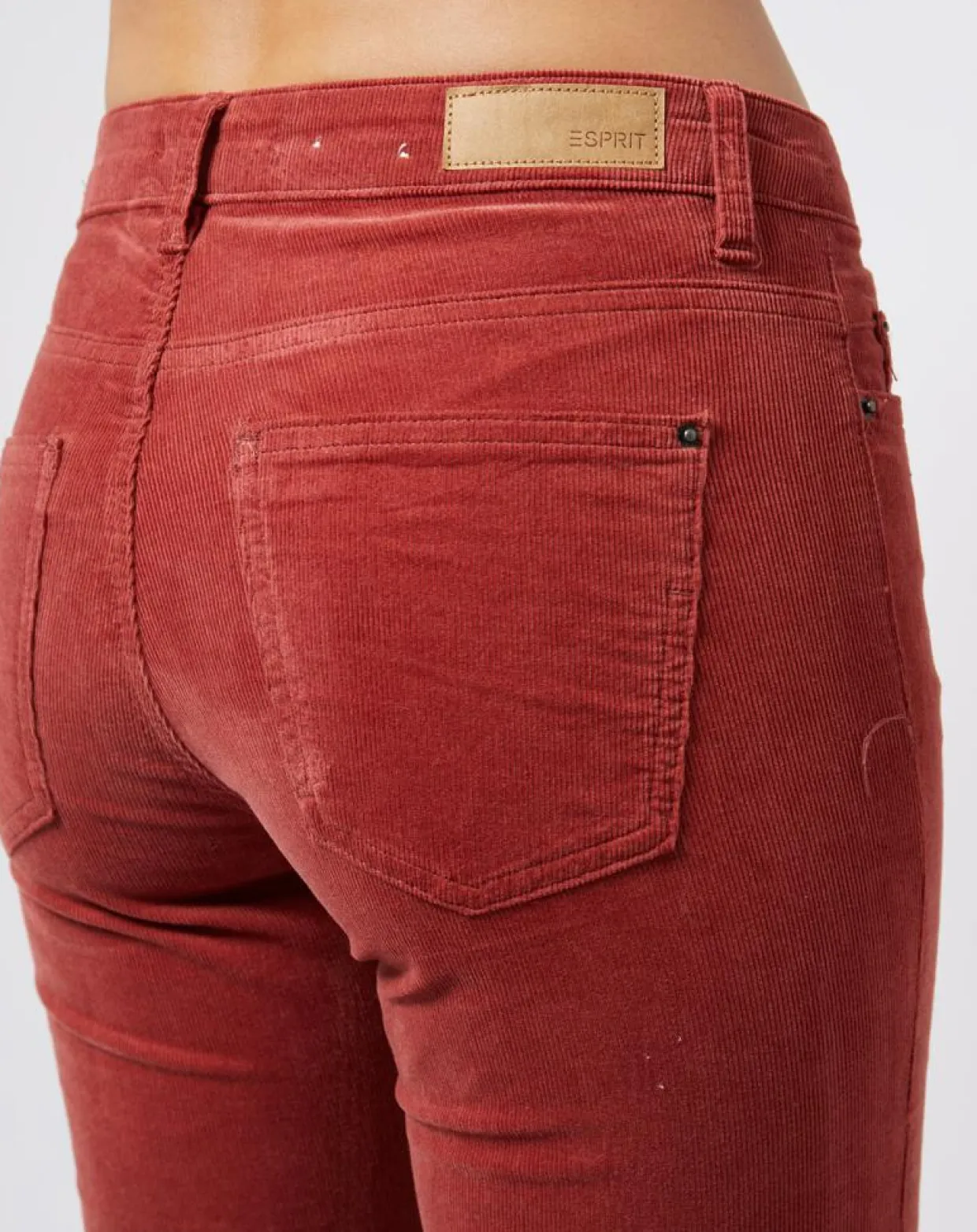 Femme Esprit Pantalons^Pantalon Slim en velours côtelé à taille mi-haute rouge moyen