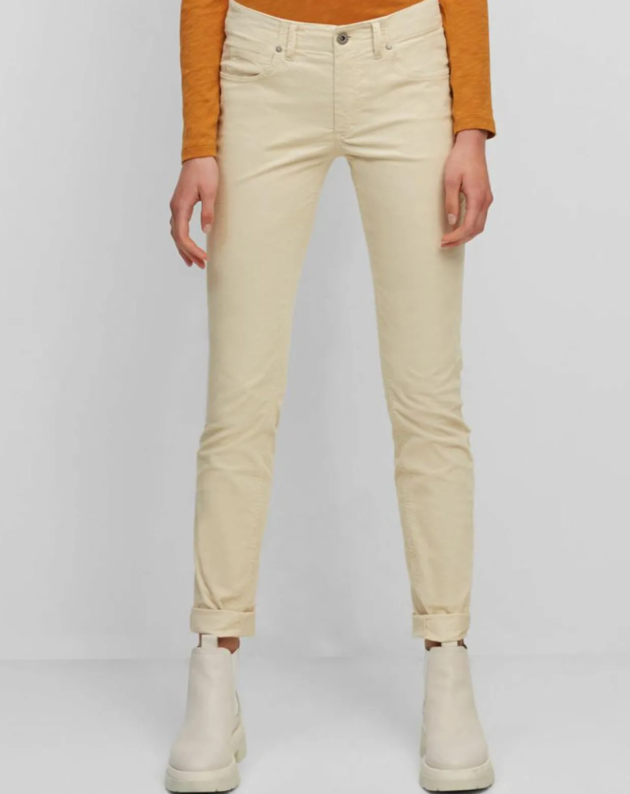Pantalon Slim en Velours de coton bio Mavas écru-Marc O'Polo New