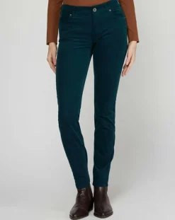 Pantalon slim en Velours fin Alby vert foncé-Marc O'Polo Discount