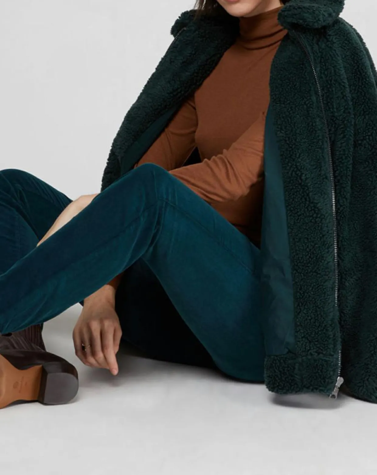 Pantalon slim en Velours fin Alby vert foncé-Marc O'Polo Discount