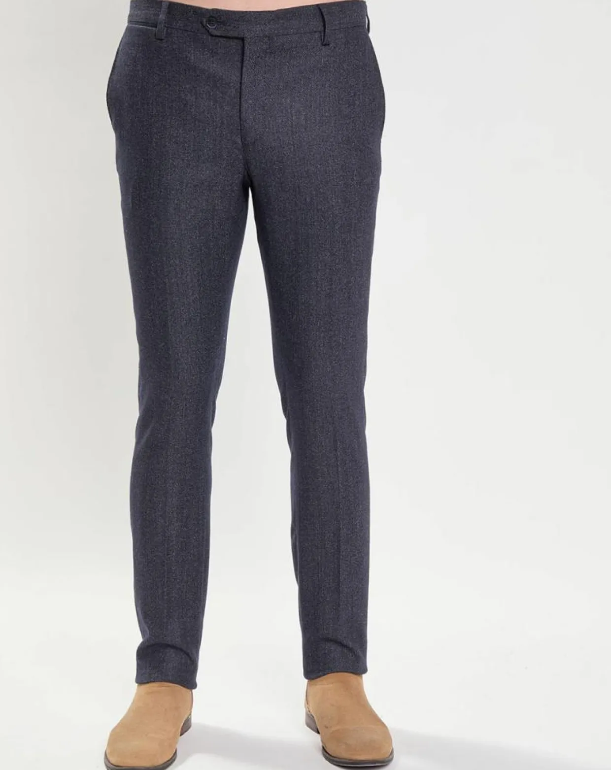 Homme Hackett London Pantalons^Pantalon Slim Fit en Laine mélangée & Flanelle Mouline bleu