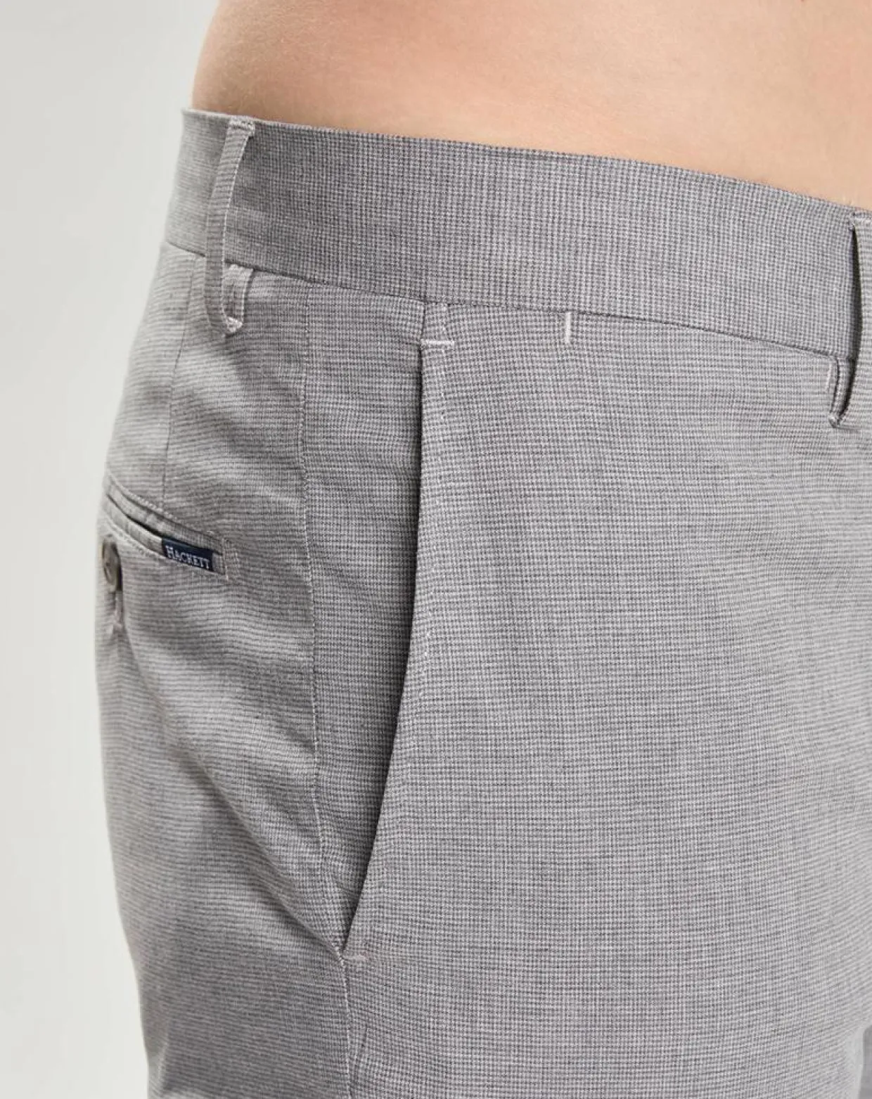 Pantalon Slim Fit imprimé micro Pied de Poule gris-Hackett London Online