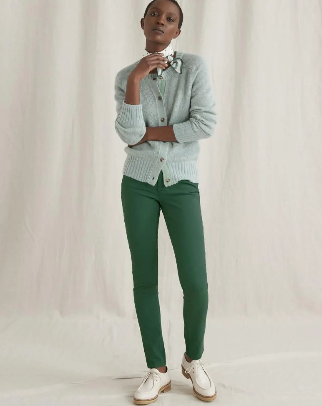 Pantalon slim 7/8ème Sacha vert-Cyrillus Clearance