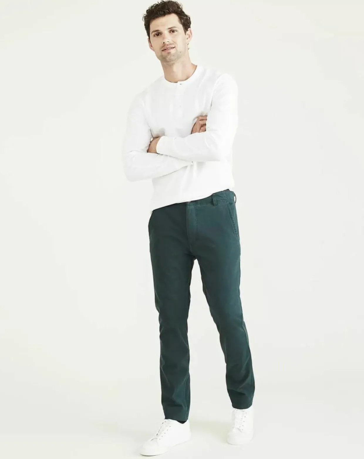 Pantalon Smart 360 Flex Alpha Skinn vert foncé-Dockers Best