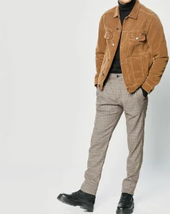 Pantalon Tailorded imprimé pied-de-poule marron-Replay Clearance