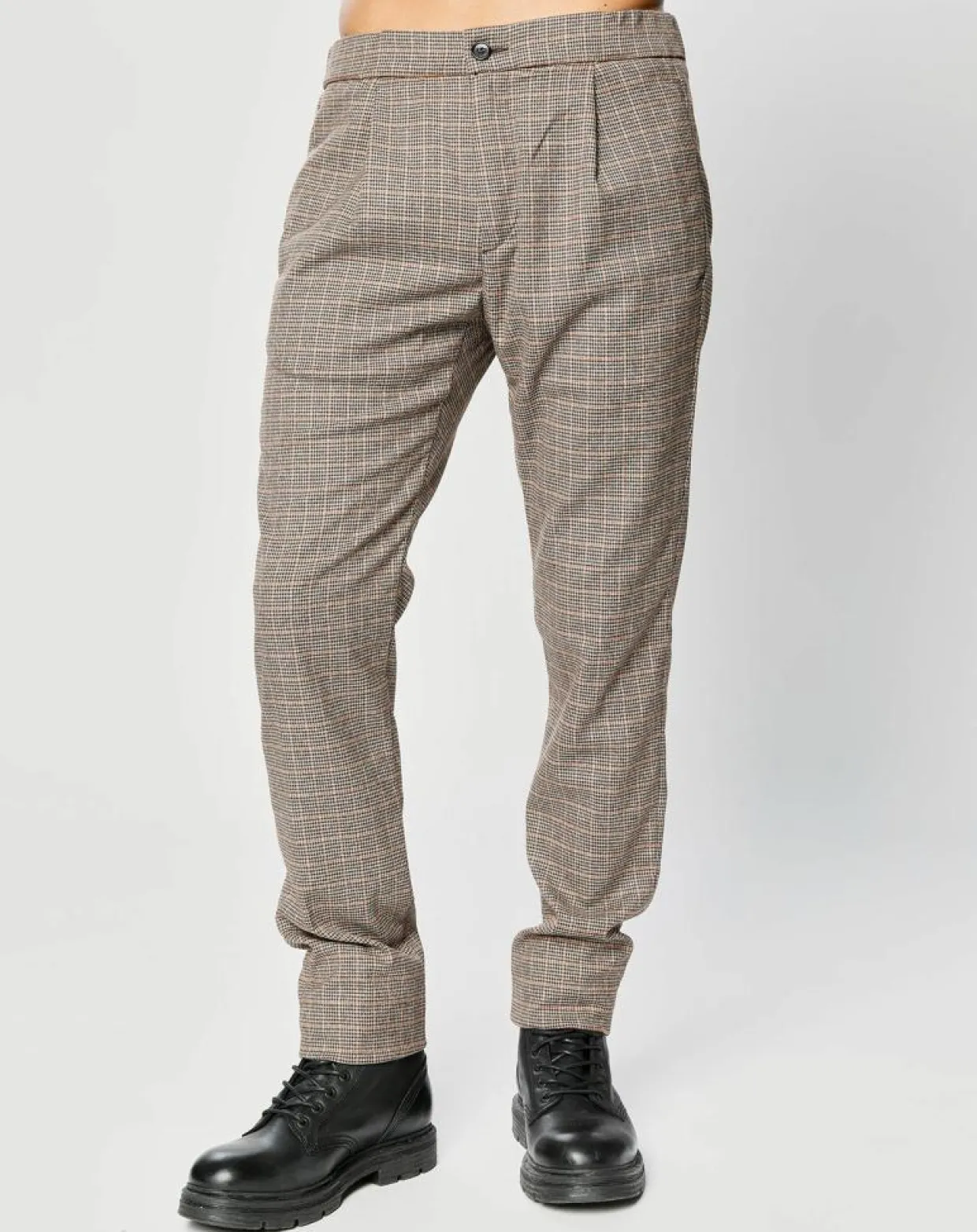 Pantalon Tailorded imprimé pied-de-poule marron-Replay Clearance
