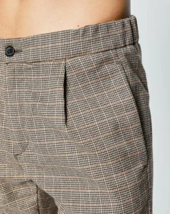 Pantalon Tailorded imprimé pied-de-poule marron-Replay Clearance