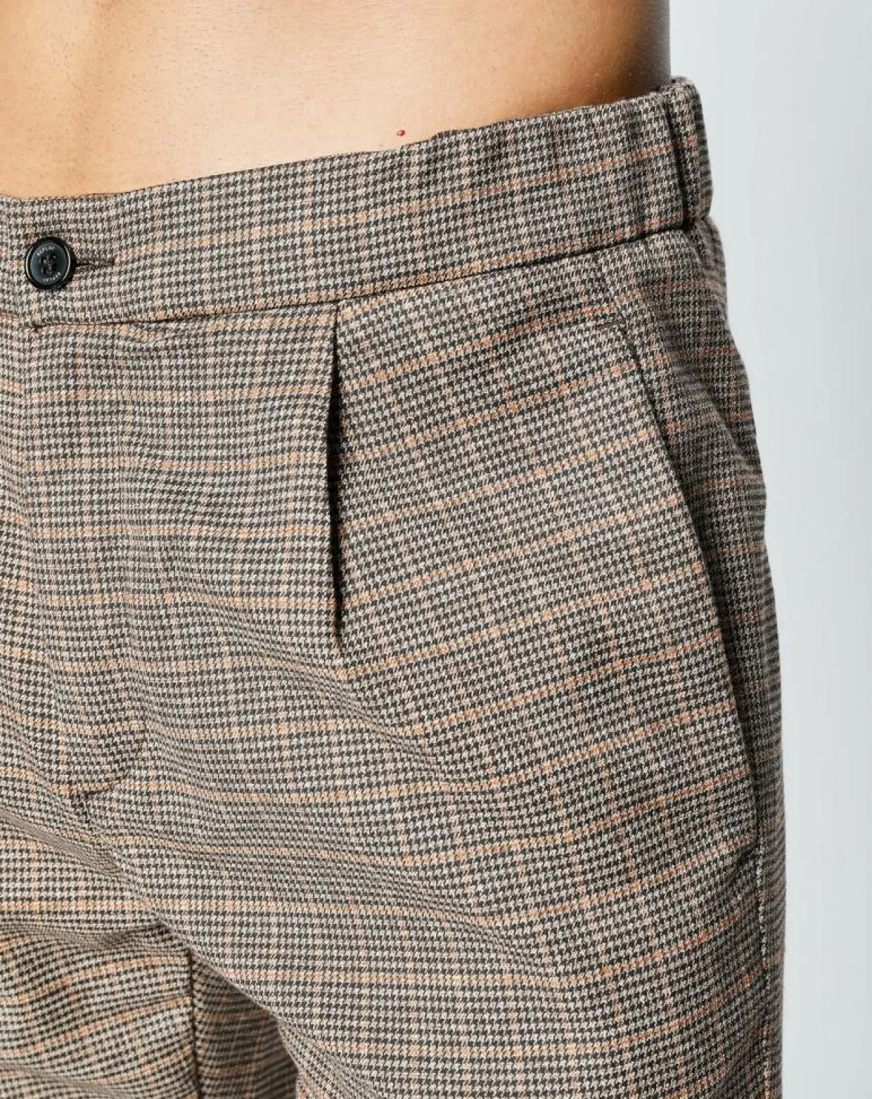 Pantalon Tailorded imprimé pied-de-poule marron-Replay Clearance