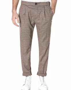 Pantalon Tailorded imprimé pied-de-poule marron-Replay Clearance