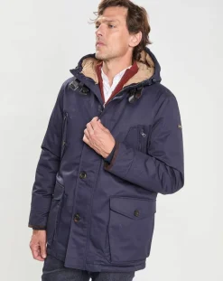 Homme Hackett London Manteaux^Parka à capuche Canvas bleu marine