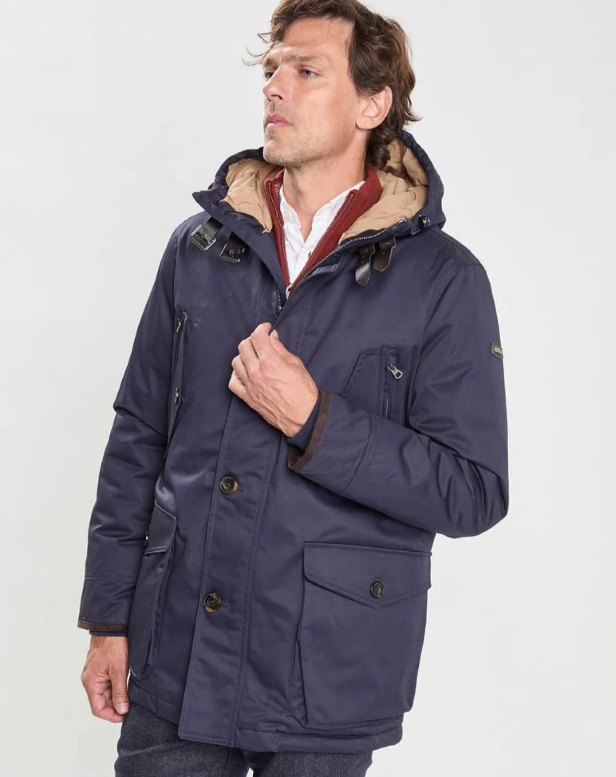 Homme Hackett London Manteaux^Parka à capuche Canvas bleu marine