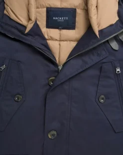 Homme Hackett London Manteaux^Parka à capuche Canvas bleu marine