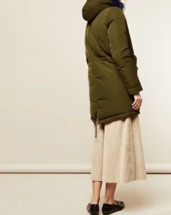 Femme Lou Andrea Manteaux^Parka avec intérieur en Fourrure de Lapin Olivia kaki/bleu