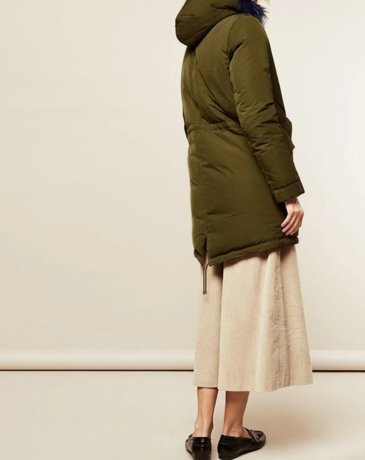 Femme Lou Andrea Manteaux^Parka avec intérieur en Fourrure de Lapin Olivia kaki/bleu