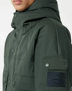 Homme Replay Manteaux^Parka courte Raptor Pocket verte