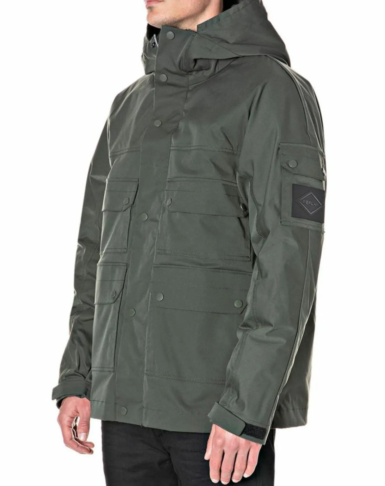 Homme Replay Manteaux^Parka courte Raptor Pocket verte