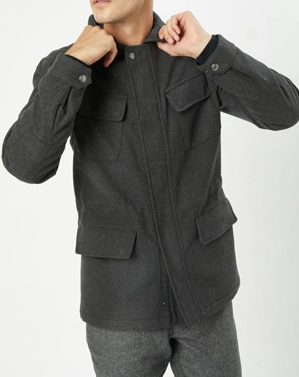 Homme Hackett London Manteaux^Parka de ville en Laine mélangée Velo grise
