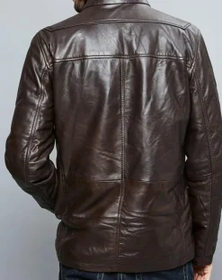 Homme Chyston Vestes, Blousons^Parka en Cuir Aron marron