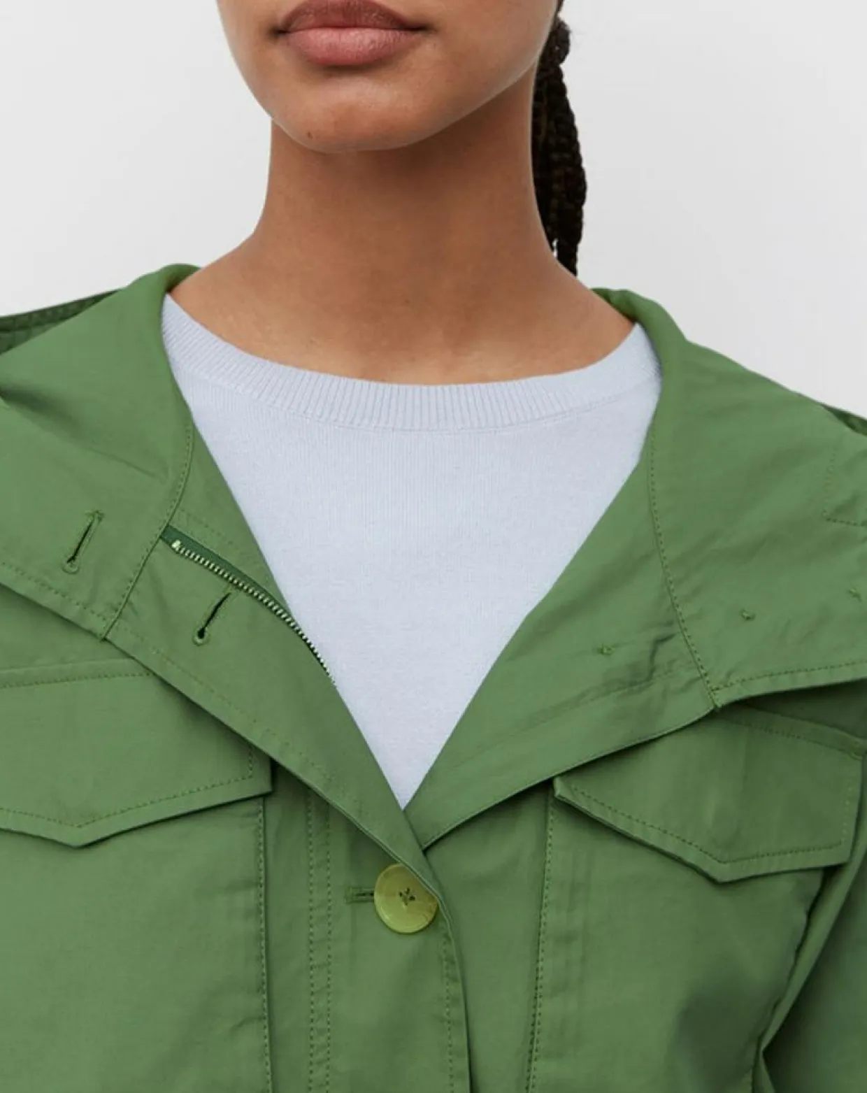 Parka Gr Poches Coton Bio Zip kaki-Marc O'Polo