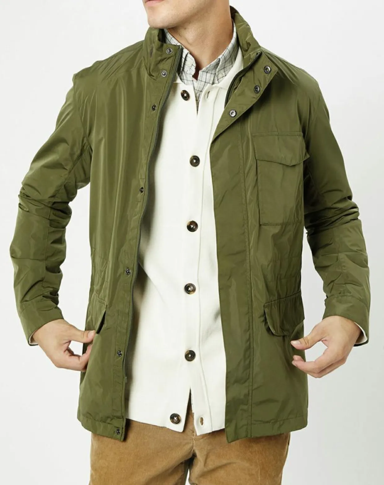 Homme Hackett London Manteaux^Parka légère à capuche kaki