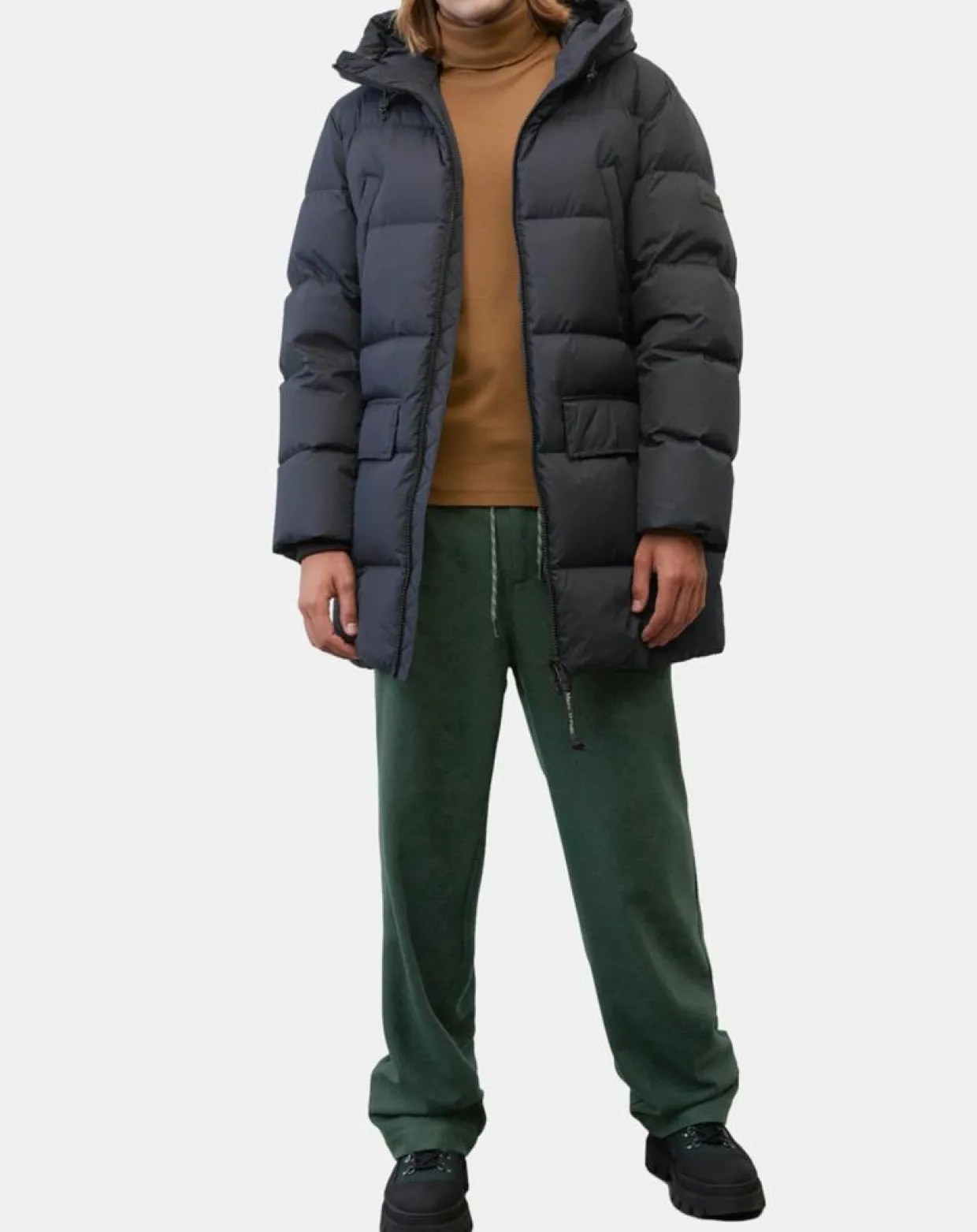 Parka Puffa mi-longue à capuche bleu marine-Marc O'Polo Best