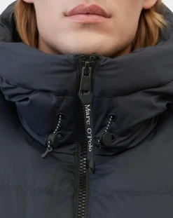 Parka Puffa mi-longue à capuche bleu marine-Marc O'Polo Best