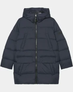 Parka Puffa mi-longue à capuche bleu marine-Marc O'Polo Best