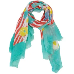Femme Petrusse Echarpes, Foulards^Paréo Anneke en Lin & Coton bleu/multicolore - 105x200 cm