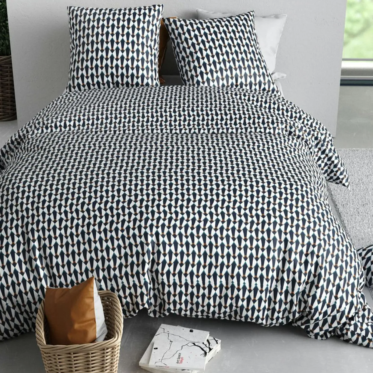 Atelier du Coton Linge De Lit, Ensembles^Parure de Couette 3pcs 100% Coton 57fils geo