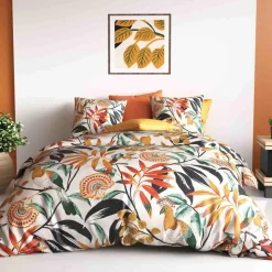 Atelier du Coton Linge De Lit, Ensembles^Parure de housse de couette Ninon orange