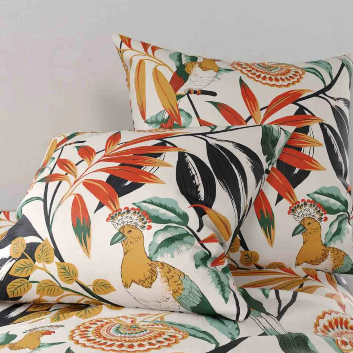 Atelier du Coton Linge De Lit, Ensembles^Parure de housse de couette Ninon orange