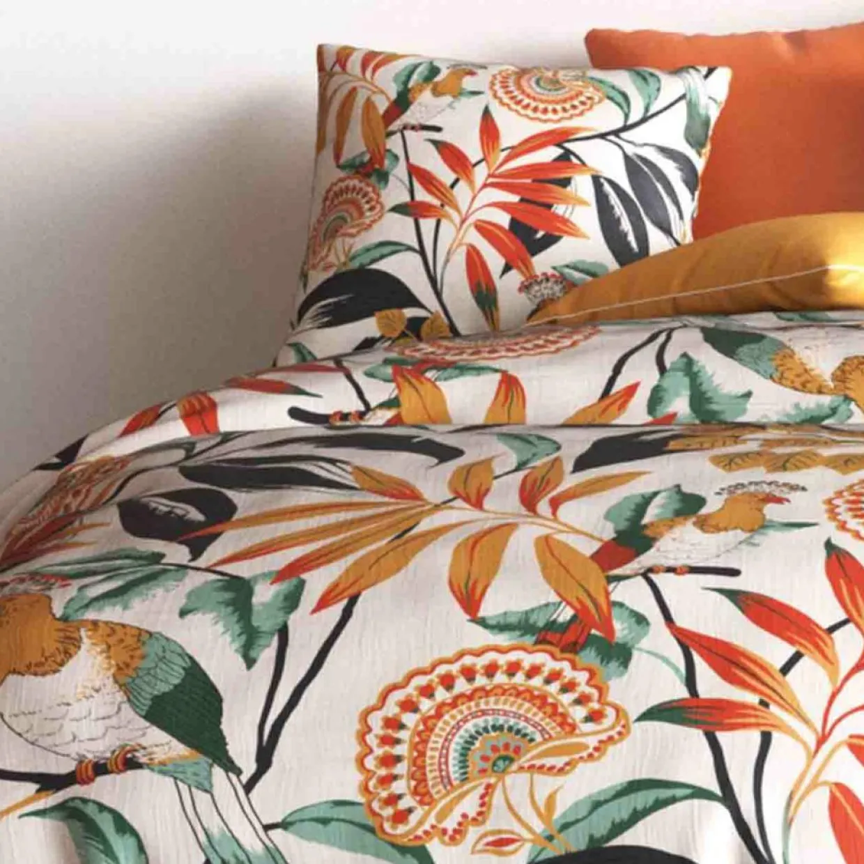 Atelier du Coton Linge De Lit, Ensembles^Parure de housse de couette Ninon orange
