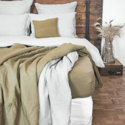 Parure de lit en lin lavé 1 place jaune 140x200 cm-Bed and Philosophy Sale